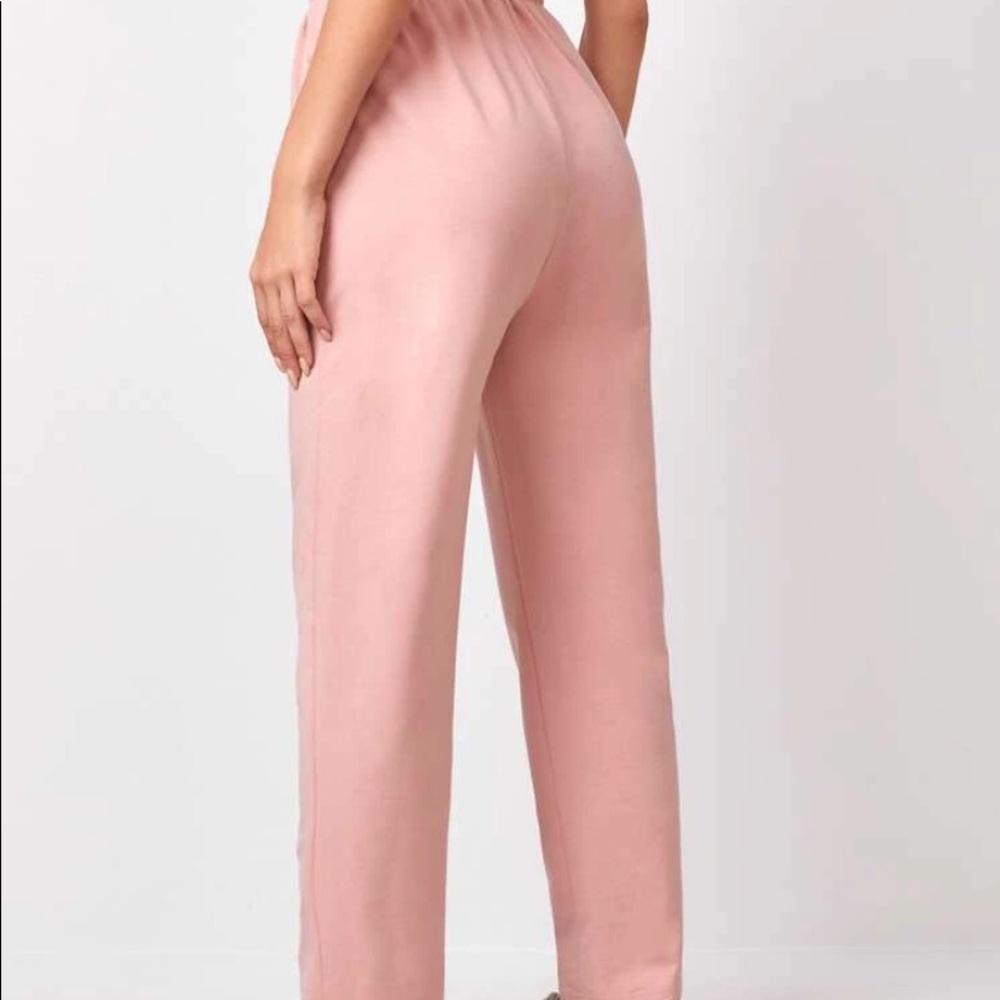 Pink Drawstring Waist Solid Pants - Picture 6 of 8